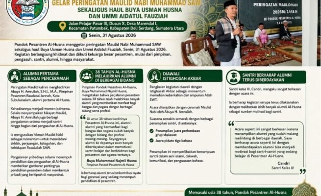 Pesantren Al-Husna Marendal I Gelar Maulid Nabi dan Haul, Alumni Pertama Jadi Penceramah