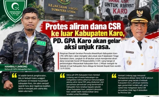 Protes Dana CSR Rp2 Miliar ke Luar Karo, PD GPA Karo Akan Gelar Aksi di Kejati Sumut
