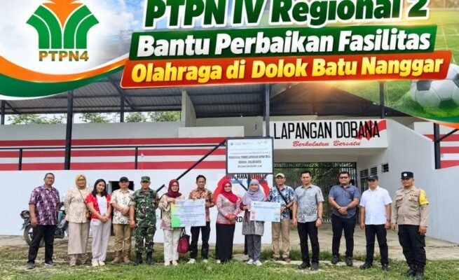 PTPN IV Regional 2 Bantu Perbaikan Fasilitas Olahraga di Dolok Batu Nanggar